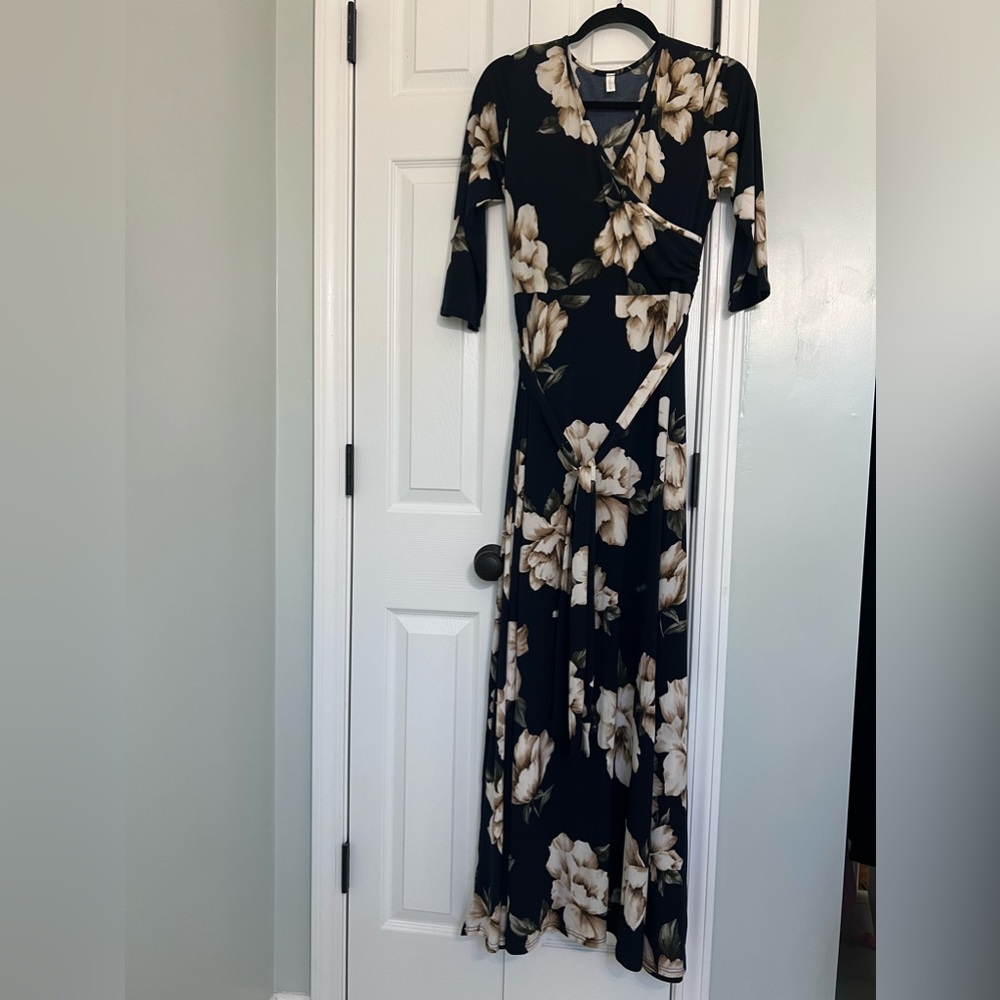 Large Maternity Pinkblush Floral Wrap Dress